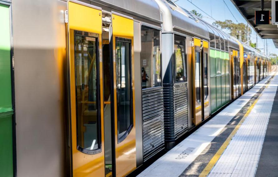  Passenger train on the empty station in Sydney, New South Wales, Australia. Public transport